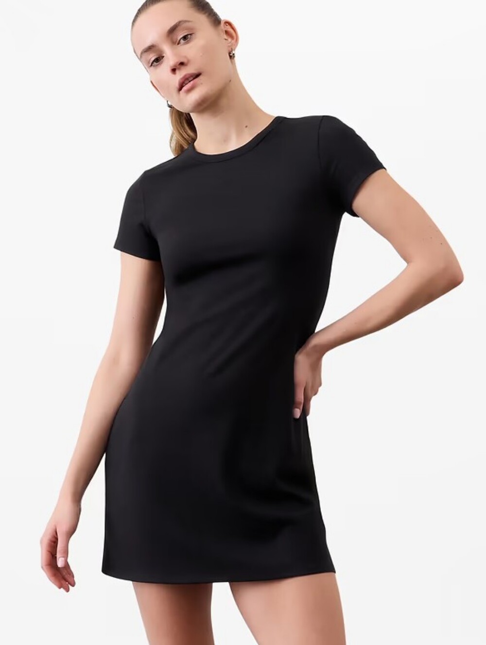 Athleta | Black Signature Rib Tee Dress Size XL